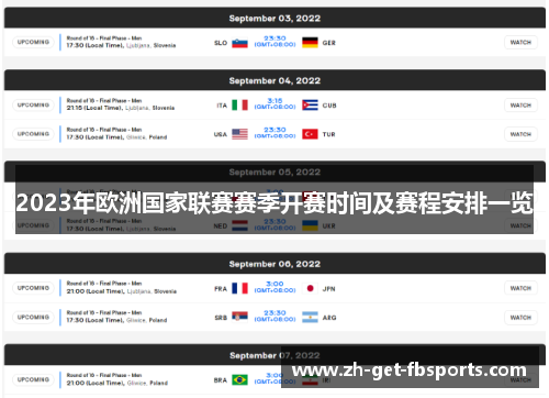 2023年欧洲国家联赛赛季开赛时间及赛程安排一览