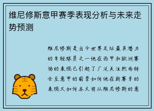 维尼修斯意甲赛季表现分析与未来走势预测